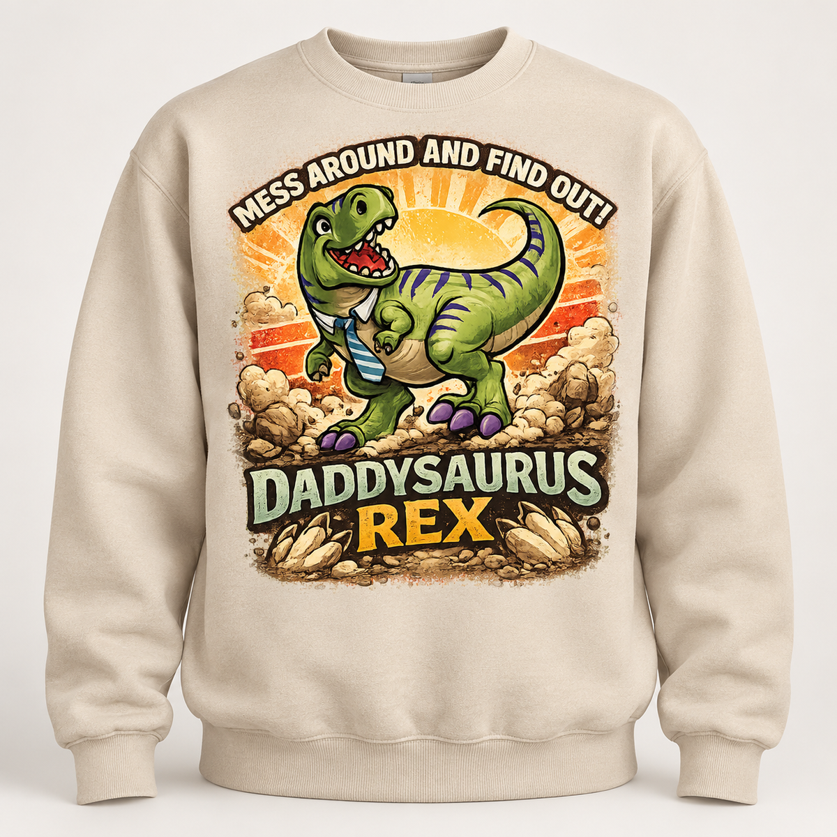 Daddysaurus Rex Hoodie, T-Shirt or Crewneck Sweatshirt | Funny Dinosaur Dad Print