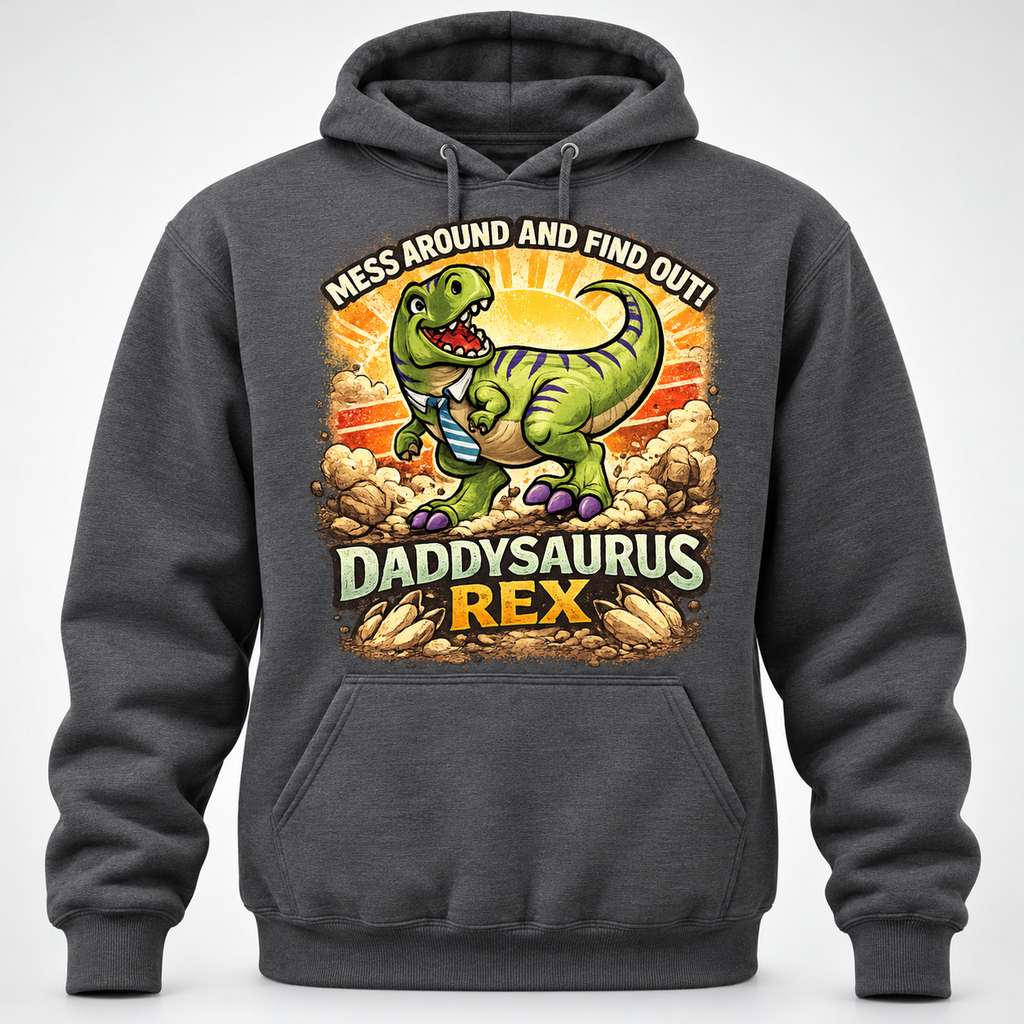 Daddysaurus Rex Hoodie, T-Shirt or Crewneck Sweatshirt | Funny Dinosaur Dad Print