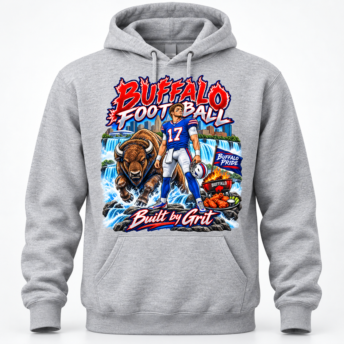 Buffalo Football Hoodie, T-Shirt or Crewneck Sweatshirt | Built by Grit Graphic