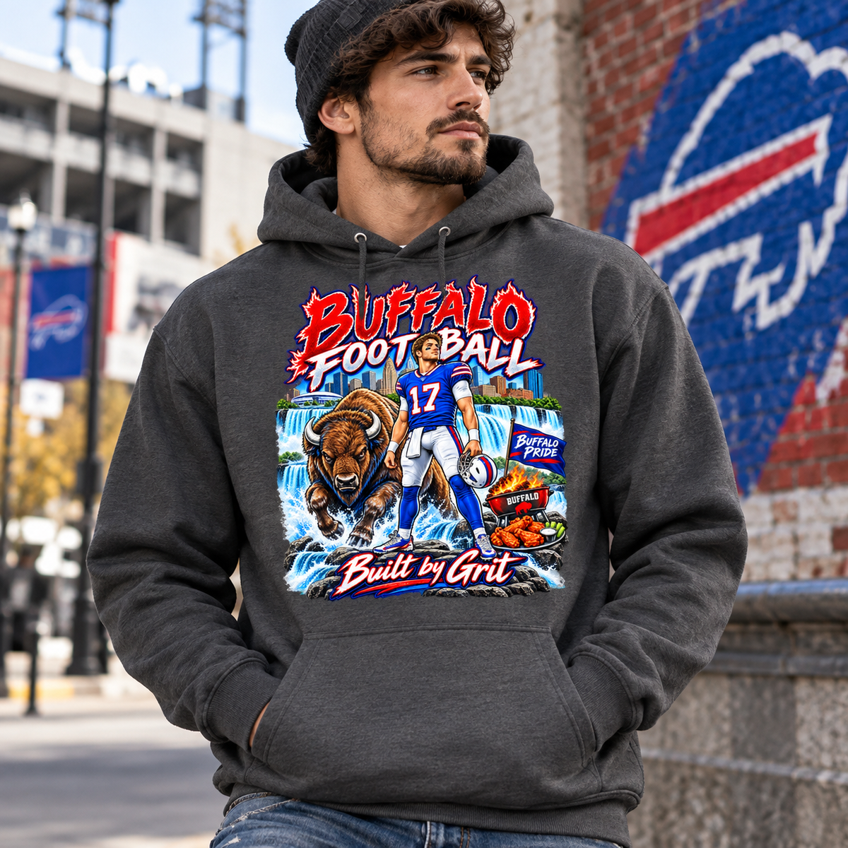 Buffalo Football Hoodie, T-Shirt or Crewneck Sweatshirt | Built by Grit Graphic