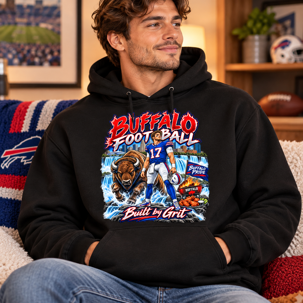 Buffalo Football Hoodie, T-Shirt or Crewneck Sweatshirt | Built by Grit Graphic